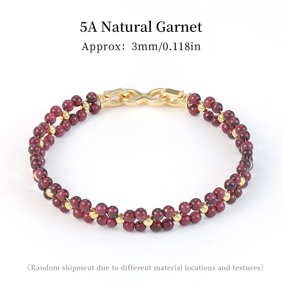 Bracelet fleur à quatre feuilles tissé grenat naturel 5A (cp)