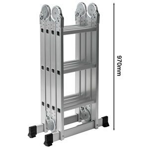Escalera de aluminio multiusos con pies telescópicos Andamio plegable de diseño moderno Uso al aire libre Incluye tablas de andamio gratis