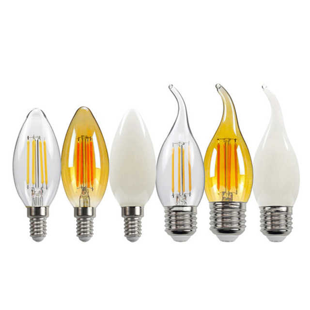 360 angolo del fascio C35/B10 4000K 5000K senza sfarfallio E12 candelabri Base candela lampadina a filamento led