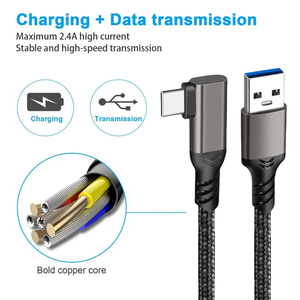 Usb C Type c Right Angle 90 Degree Elbow Fast Charging <strong>Cable</strong> Braided Nylon Wire Data <strong>Cable</strong> Metal Usb a to Type C <strong>Cable</strong>