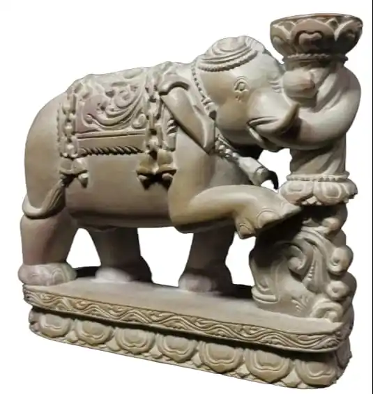 Preço Atacado Konark Stone Carving Elephant Shape Candle Stand Para Casa Decoração Escultura