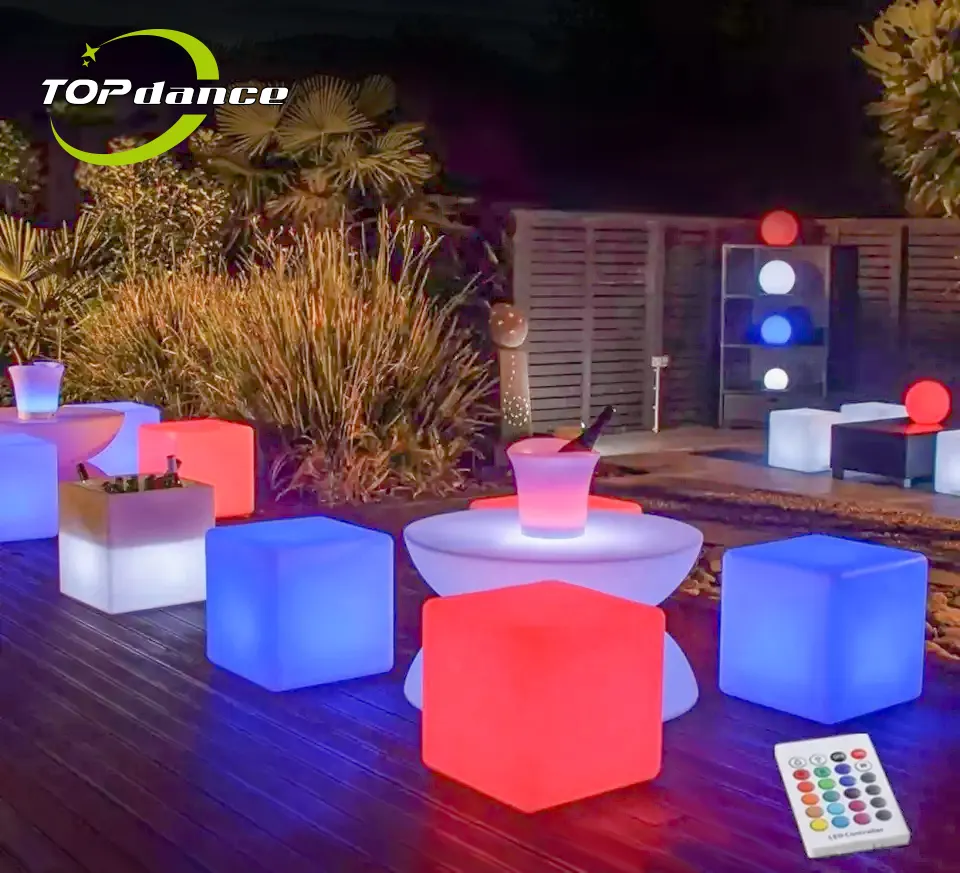 Juego de silla y mesa para fiesta, a prueba de agua, luz led, mesa de cóctel, muebles led