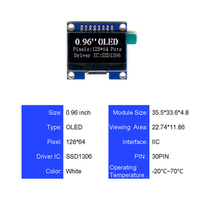 0.96 "inch AMOLED hiển thị module với 128x64 ssd1306 I2C điều khiển chip trắng màu xanh màu vàng tương thích IIC giao thức 227,8x11mm - Product Image 5