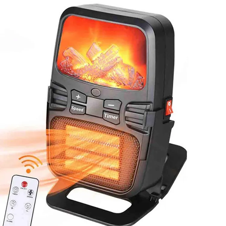 Chauffage à flamme électrique Portable avec thermostat, Mini radiateur de bureau mural, pour salle électrique, en céramique