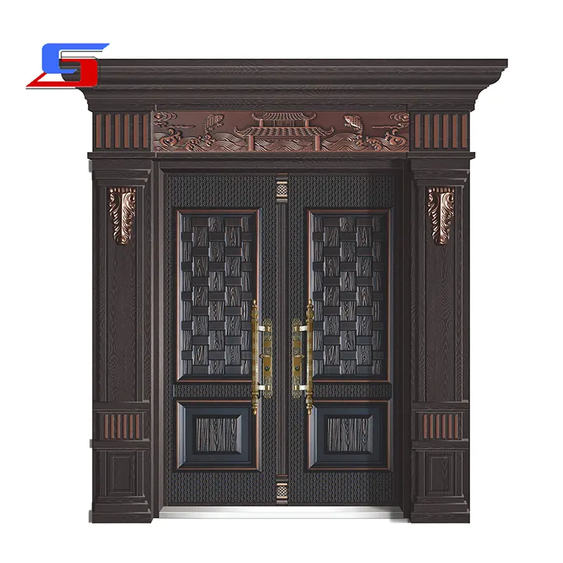 Puerta principal de entrada de tamaño no estándar Puerta de seguridad de Villa de lujo moderna Puerta DE SEGURIDAD DE ACERO personalizada de metal decorativo