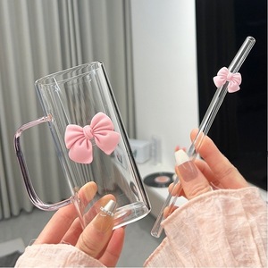 ถ้วยแก้วทรงสี่เหลี่ยมทำจากแก้วบอโรซิลิเกตทรงสี่เหลี่ยมสูงขนาด400มล. ถ้วยใส่น้ำชั้นเดียวแบบเรียบง่ายพร้อมด้ามจับ - Product Image 6