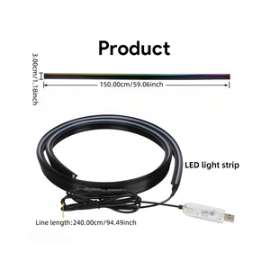 แถบไฟสร้างบรรยากาศ LED กระจกหน้าอเนกประสงค์ขนาด150ซม. สำหรับรถยนต์ไฟ RGB แอปควบคุมระยะไกลไฟหลากสีสำหรับเทสลา - Product Image 2