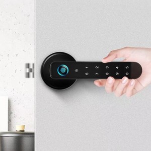 Fabrika fiyat akıllı kolu kilit akıllı kapı kolu kilitleri ile ev Ttlock Tuya kodu için parmak izi anahtarsız giriş kilidi açık - Product Image 6