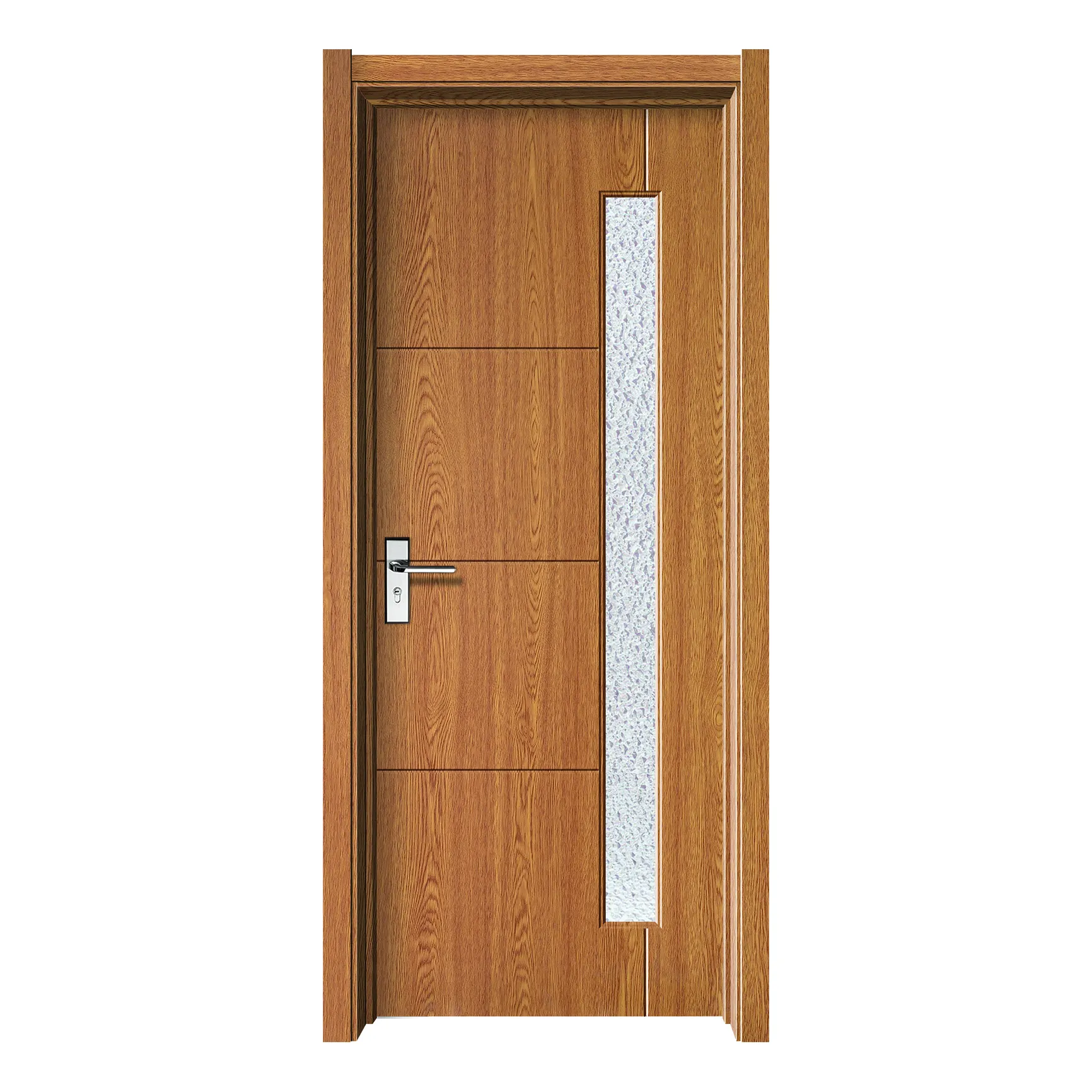 Puerta de baño de madera de MDF estilo yiwu turco moderno, puerta de vidrio para ducha, piel de PVC