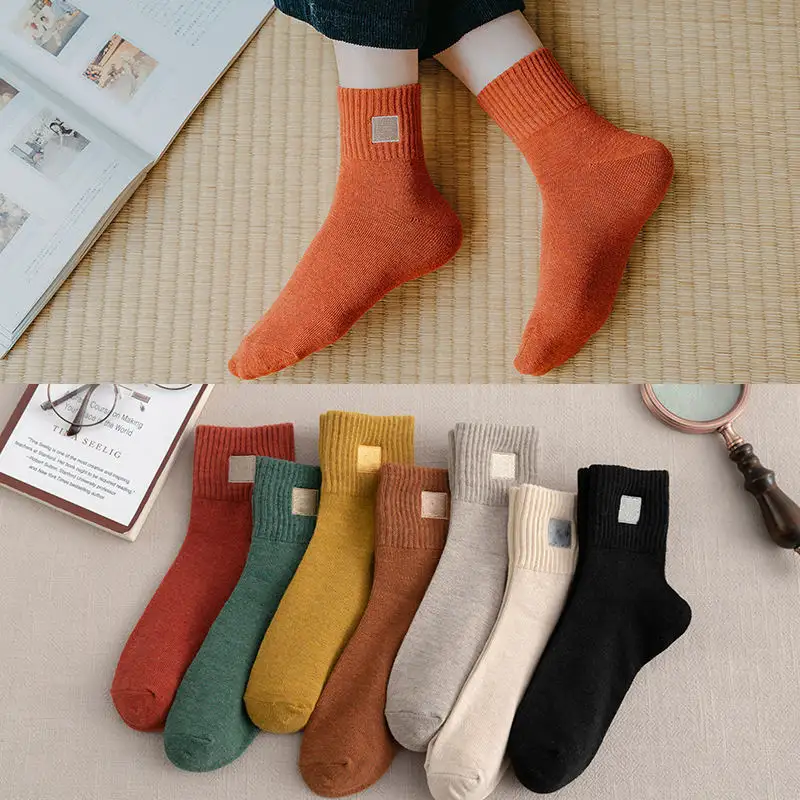 Chaussettes en gros coton tricoté lourd doux confortable thermique super épais femmes vêtements de nuit équipage chaussettes chaudes