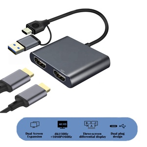新款USB 3.0 C型至双HDMI分离器适配器5G 1080P 60hz转换器，适用于三显示器模式窗口系统 - Product Image 2