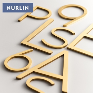 NSUWLin ตัวหนังสือสีทองเหลือง4-12นิ้วตัวใหญ่ป้ายสาธารณะปรับแต่งได้ลายมือชื่อกลางแจ้งสีทองด้าน - Product Image 1
