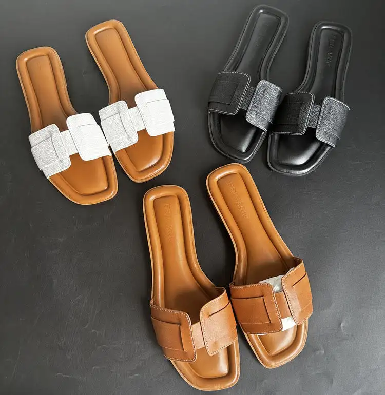 Pantofola piatta dal Design aderente e legante 2024 nuove scarpe Casual taglie 36-41 sandali da donna sandali da donna