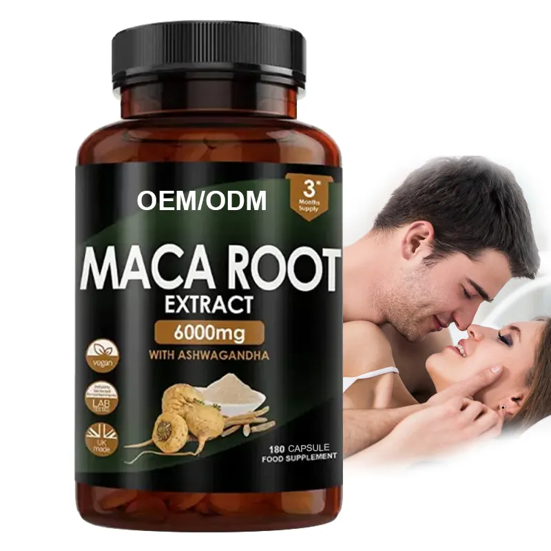 I prodotti più venduti OEM Organic Maca Root integratore reintegro di energia a base di erbe per migliorare la resistenza Maca Capsule