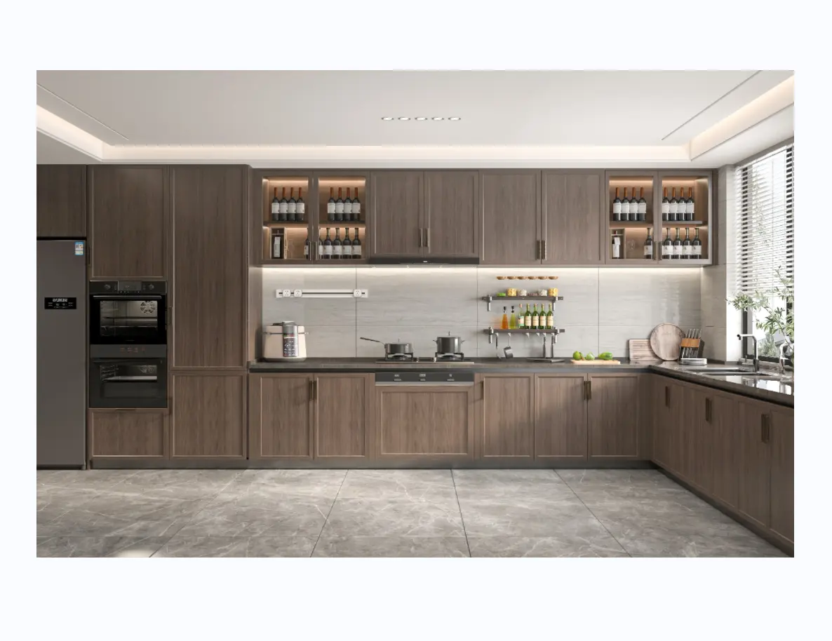 Montajı hazır 2024 yeni stil Modern mutfak dolabı parlak mutfak dolapları
