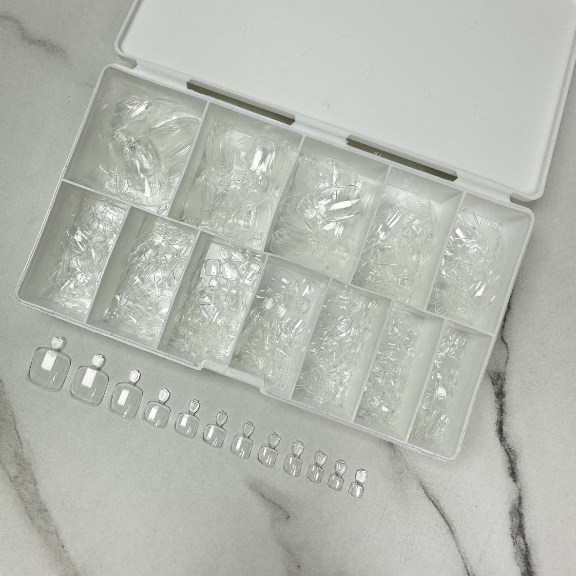 Boîte blanche transparente de pointe d'orteil en Gel plus large, taille 0, 504 pièces