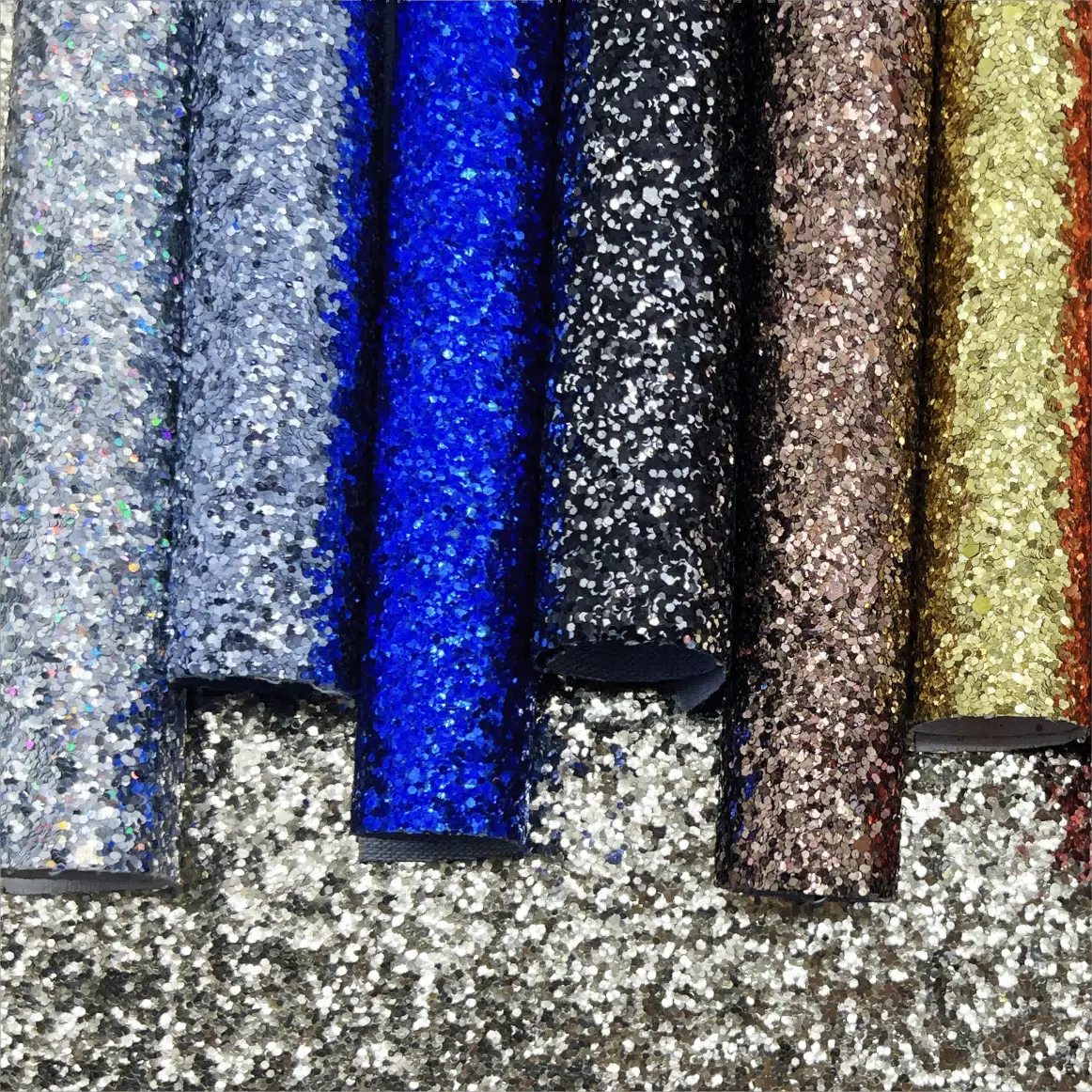 Hete Verkoop Pu Glanzend Glitter Polyester Lederen Stof Glitter Vinyl Faux Leer Voor Dames Schoenen Diy Decoratie Tassen