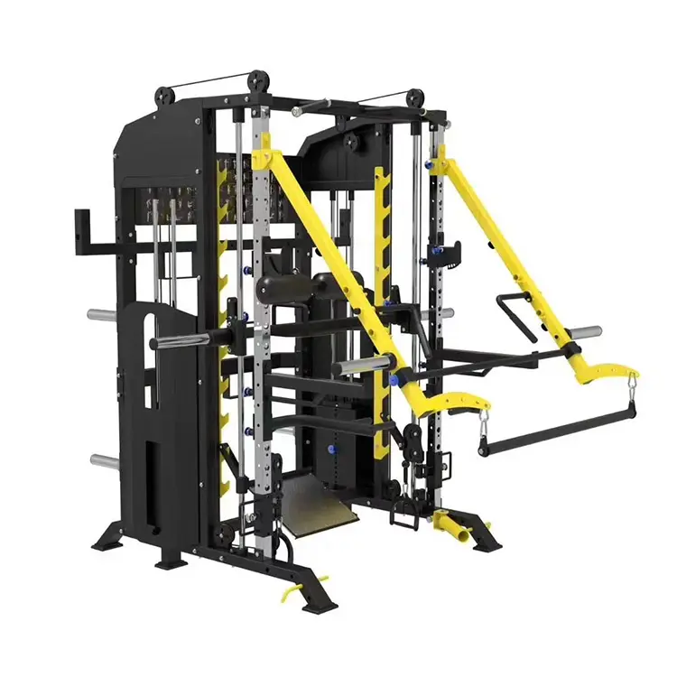フィットネスワークアウトジム機器用の多機能商用筋力トレーニングパワーラック3Dスミスマシン