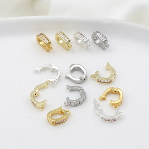 DIY手工肘节扣18k镀金铜保色锆石珍珠吊坠空镶珠宝发现组件 - Product Image 2
