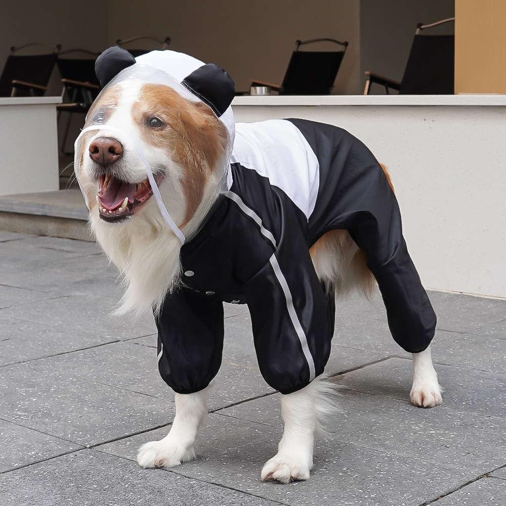 296b impermeable Panda blanco y negro abrigo de cuatro patas