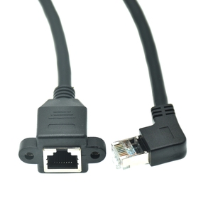 RJ45 Cable Male to Female 90 Right Angle Bend up Downed Panel Mount Ethernet LAN Extension Extender Cable Cord 1m/3ft 1.5m/5ft - Product Image 4