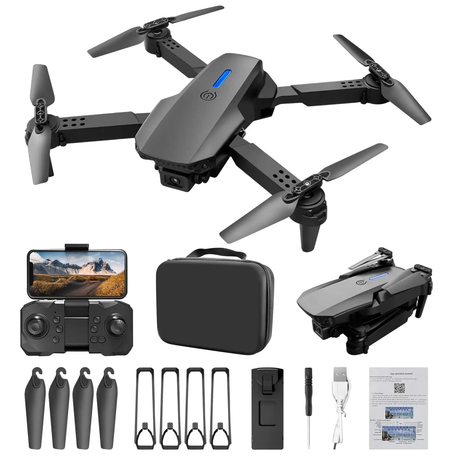 Có thể gập lại bay Mini Drone với máy ảnh E88 Pro quadcopter rc Drone