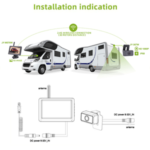 Kit de cámara de marcha atrás de coche de 5 pulgadas personalizado de fábrica sistema de cámara Rv inalámbrica 720P / 1080P sistema de cámara de respaldo inalámbrico de 2 canales - Product Image 5