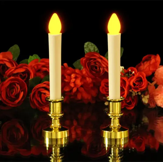 Bateria operado Amber Flicker Taper Candle para decoração Home/LED Flameless Candle Stick para jantar mesa decoração