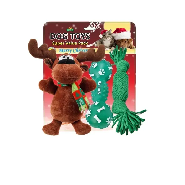 Commercio all'ingrosso 3 Pz/set Cane Peluche Suono Chew Squeaker Animale Domestico Del Cane di Natale Regali Set