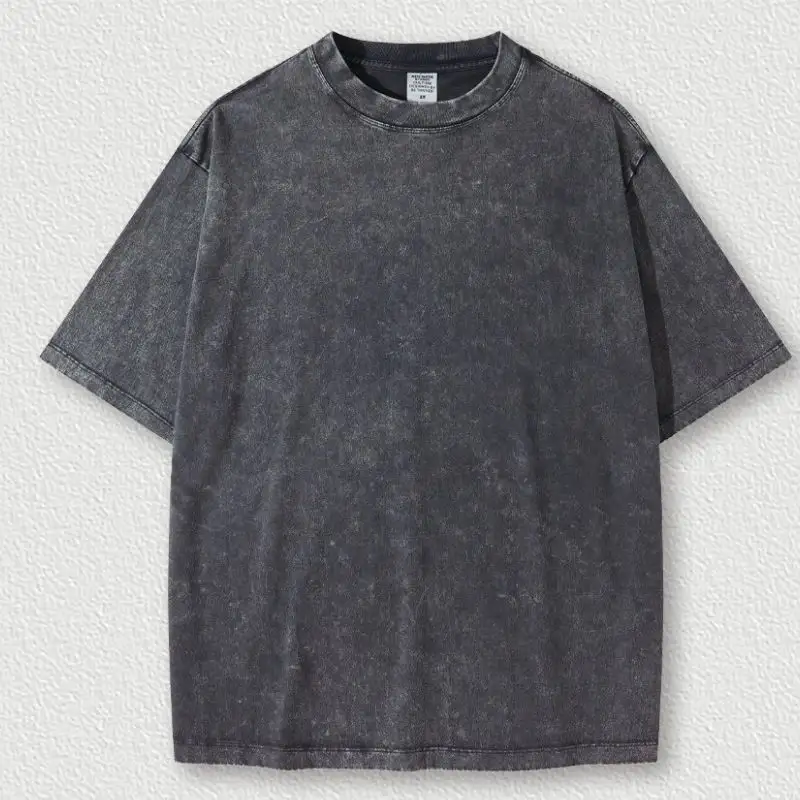 HIC 285G Schwerindustrie gewaschen Vintage Batik T-Shirts schulter frei Kurzarm Retro lose übergroße T-Shirt