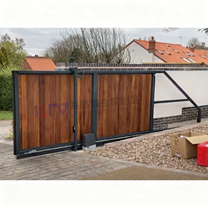 Trang phục kim loại đường lái xe trượt nhôm hàng rào cổng với gỗ nội bộ - Product Image 1