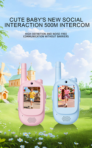 วิทยุสื่อสารแบบหนึ่งต่อหนึ่งพร้อมหน้าจอวิดีโอ ของเล่นวิทยุสื่อสารระยะไกล สำหรับเด็กผู้หญิงอายุ 3 ถึง 10 ปี สีชมพู+ฟ้า - Product Image 4