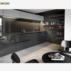 Phổ Biến Thiết Kế Màu Đen <span class=keywords><strong>Aristokraft</strong></span> Có Độ Bóng Cao Hàn Quốc Tủ Bếp Giá Cho Nhà Bếp - Product Image 6