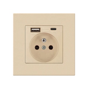 高品质法国开关C型USB插座现代法国16A单插座多色法国USB 2P + T插座 - Product Image 1