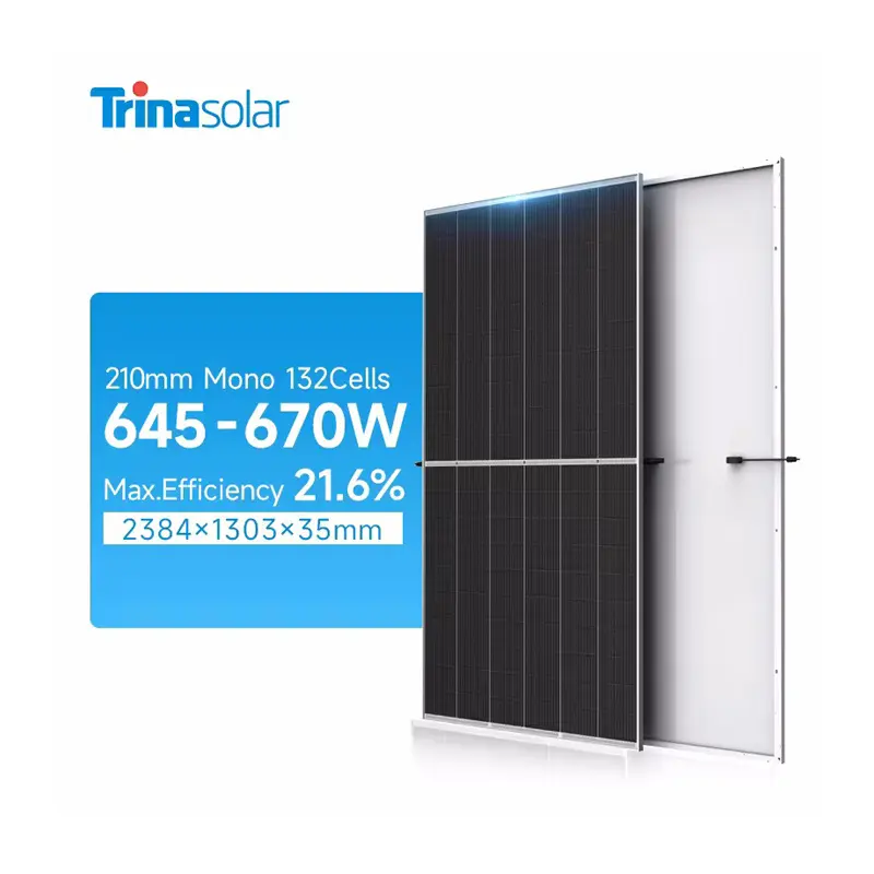 Trina Solar Vertex S TSM-DE21 210mm MBB Panneau Solaire 650W 655W 660W 665W 670W Panneaux Solaires Mono Prix