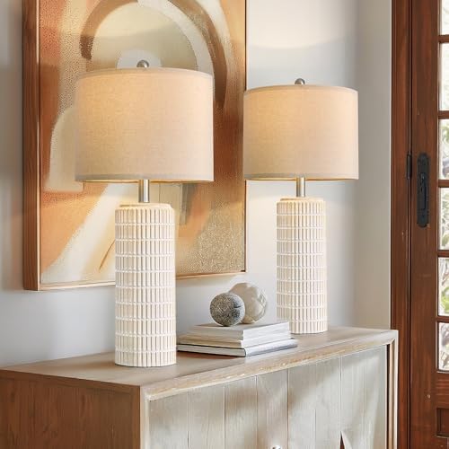 Beige et blanc-Lampes en céramique de 27,5''