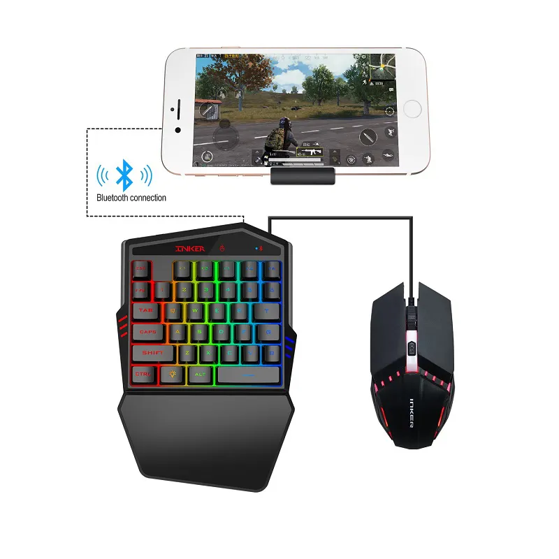 Amazon Hot Selling Single Mini Mechanical Gaming Led KeyboardとMouse Combo Gamer Kit K99 PU-BG Game KeypadとMouse