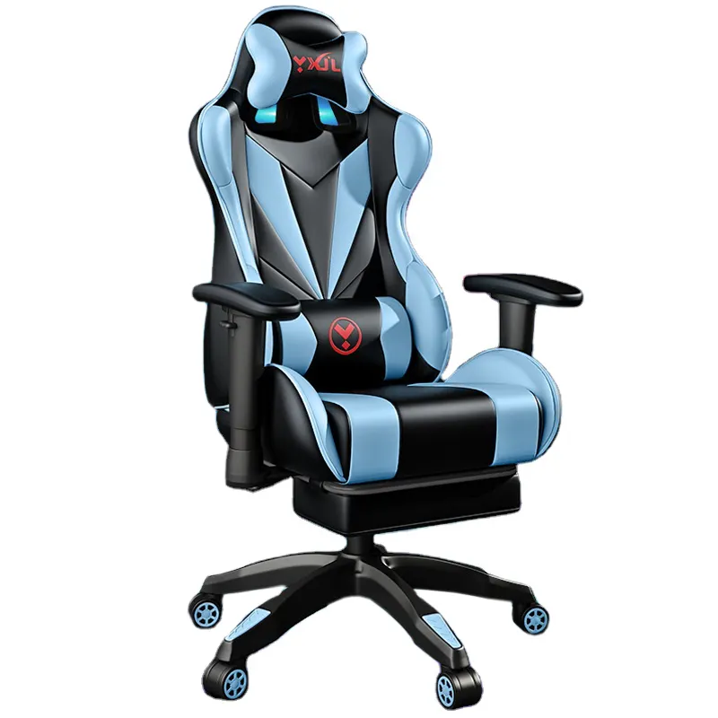 Özel Logo ofis ucuz rahat yüksek geri suni deri uzanmış silla gamer bilgisayar sandalyesi oyun ayak dayayacaklı sandalye