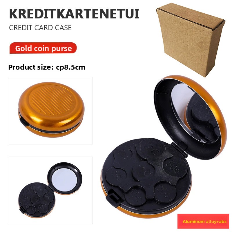 Boîte à pièces en or - Emballage en cuir de vachette, 8,5*8,5*3 cm
