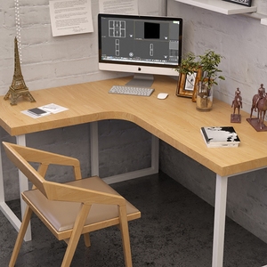 Escritorio de esquina de madera maciza, mesa de escritorio para ordenador, dormitorio personalizado para el hogar, esquina de apartamento pequeño, mesa de estudio en forma de L - Product Image 5