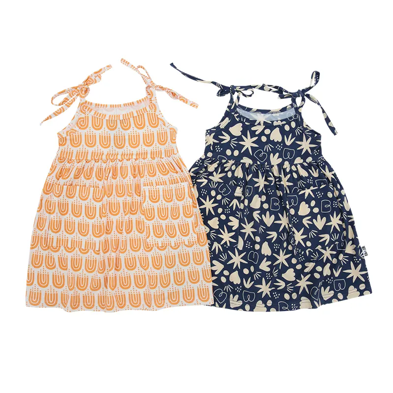 Vestidos de bebé sin mangas con patrón de color personalizado, alta calidad, venta al por mayor, nuevo estilo, Verano