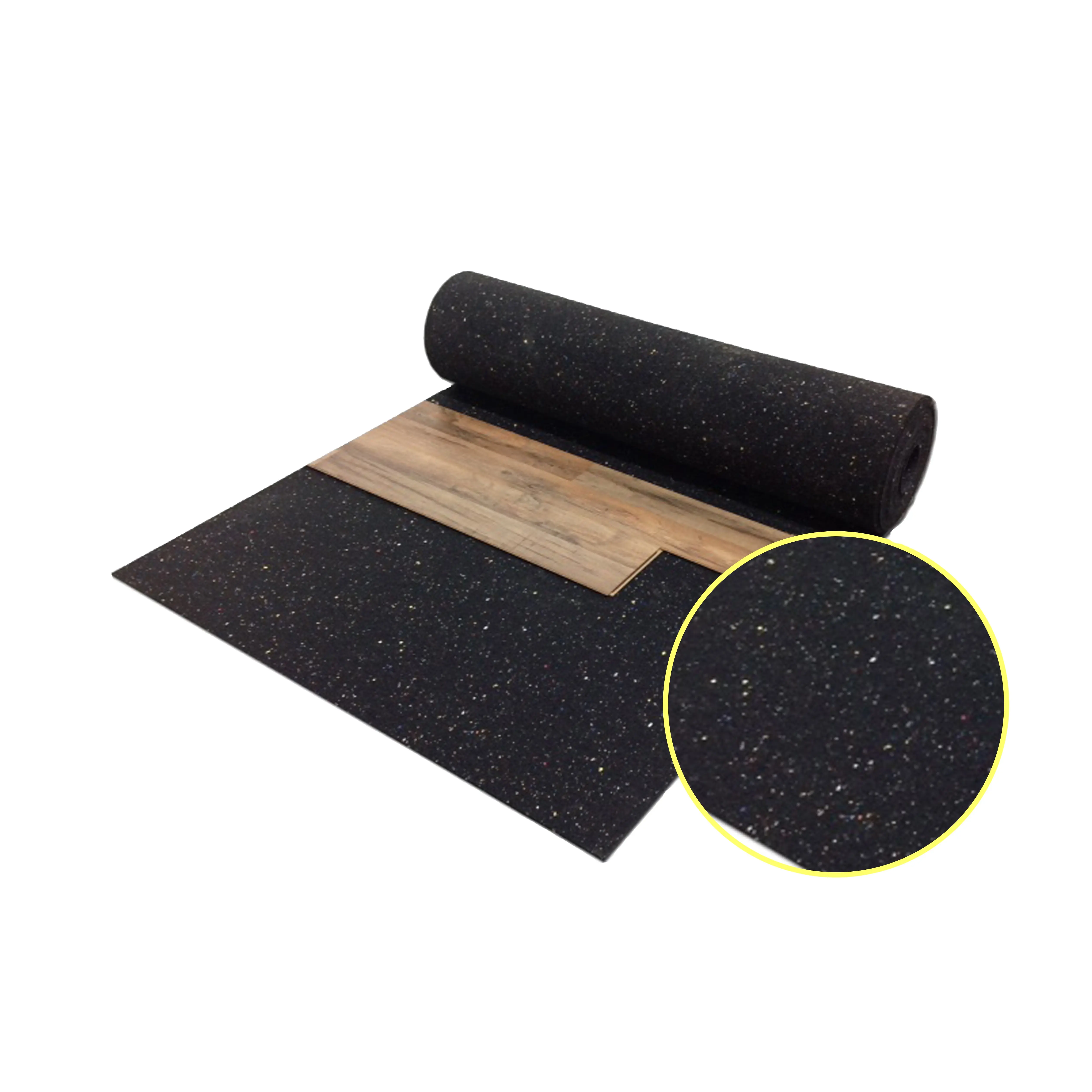 Sous-couche acoustique de plancher en caoutchouc d'isolation phonique de haute résistance pour le plancher en bois dur