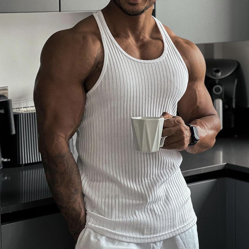 Débardeur côtelé blanc pour homme