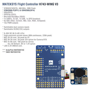 Matek ตัวควบคุมการบิน V3 H743-WING กล้องคู่ควบคุมการบินอินพุต - Product Image 3