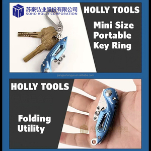 Hediye Mini kesici anahtarlık halka kilit geri katlanabilir maket bıçağı küçük katlanır kutu kesici promosyon kat çok kullanım kesme bıçağı - Product Image 4