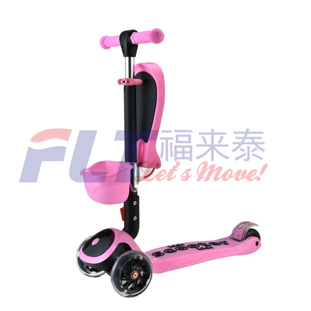 Newest design princess pink baby scooter 3 wheels balance scooter for kids with led light