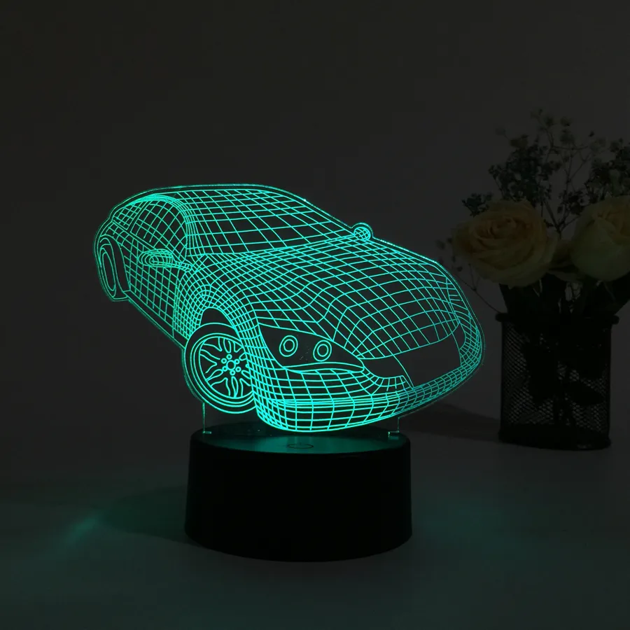 2021 New types Cool Car Shape Acrylic LED Lamp 3D Baby Night Light Sleeping Lighting