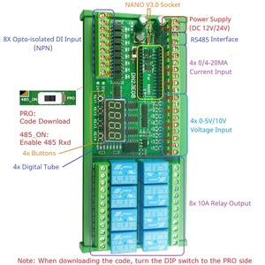 DN23E08_DN24F08 8AI-8DI-8DO Multifunction IO Expanding <strong>Module</strong> for <strong>ARDUINO</strong> NANO V3.0 RS485 Modbus RTU Open PLC LED Current - Product Image 3