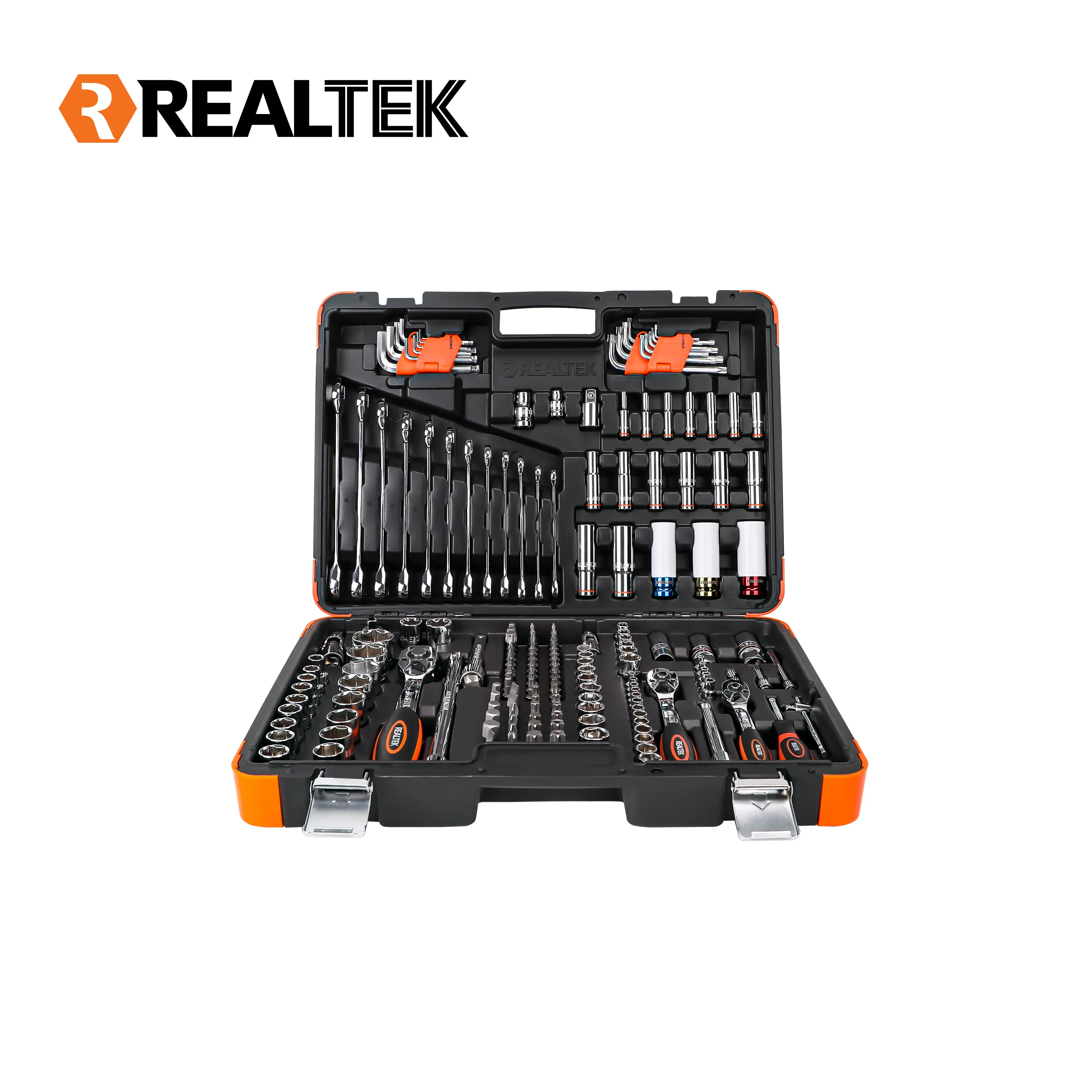 Realtek conjunto de brocas de soquete duráveis, material de alta qualidade, 178 peças, conjunto de ferramentas manuais para reparo de automóveis mecânicos