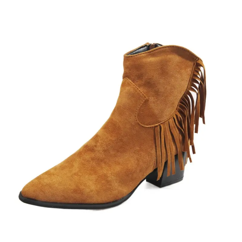 Nova Moda Casual Apontou Toe camurça botas de couro curto para mulheres botas curtas